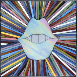 smile iridescent glass mosaic lips sunburst artwork