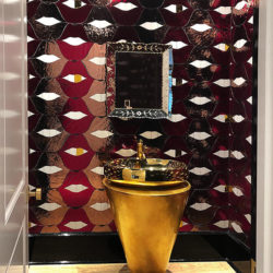 Smiling Urban Lips Glass Mosaic Powder Room