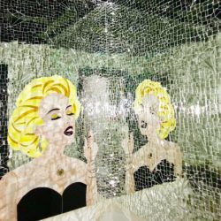 marilyn monroe stained glass mirror mosaic artwork diamond background cigarette