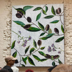 allison eden glass mosaic artwork mural restaurant olive floral
