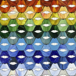 Smile rainbow lips gradation glass mosaic artwork by allison eden studios