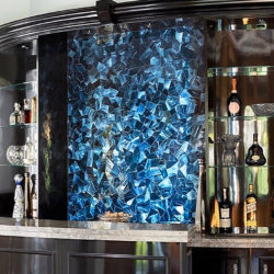 lapis blue glass mosaic bar backsplash for interior design by allison eden studios