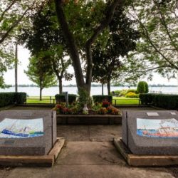 historic ship glass mosaic monument for Marine City, Michigan