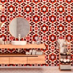 glass mosaic tile moroccan floral bath by allison eden studios