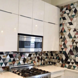 Triangles glass mosaic kitchen backsplash